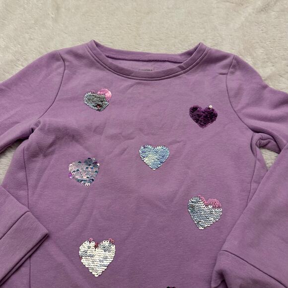 Purple Sequin Heart Sweatshirt sz 6 Girl Pull Over Sweatshirt - Picture 5 of 5